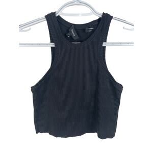 Theory womens black ribbed cropped minimal tank top Size small capsule